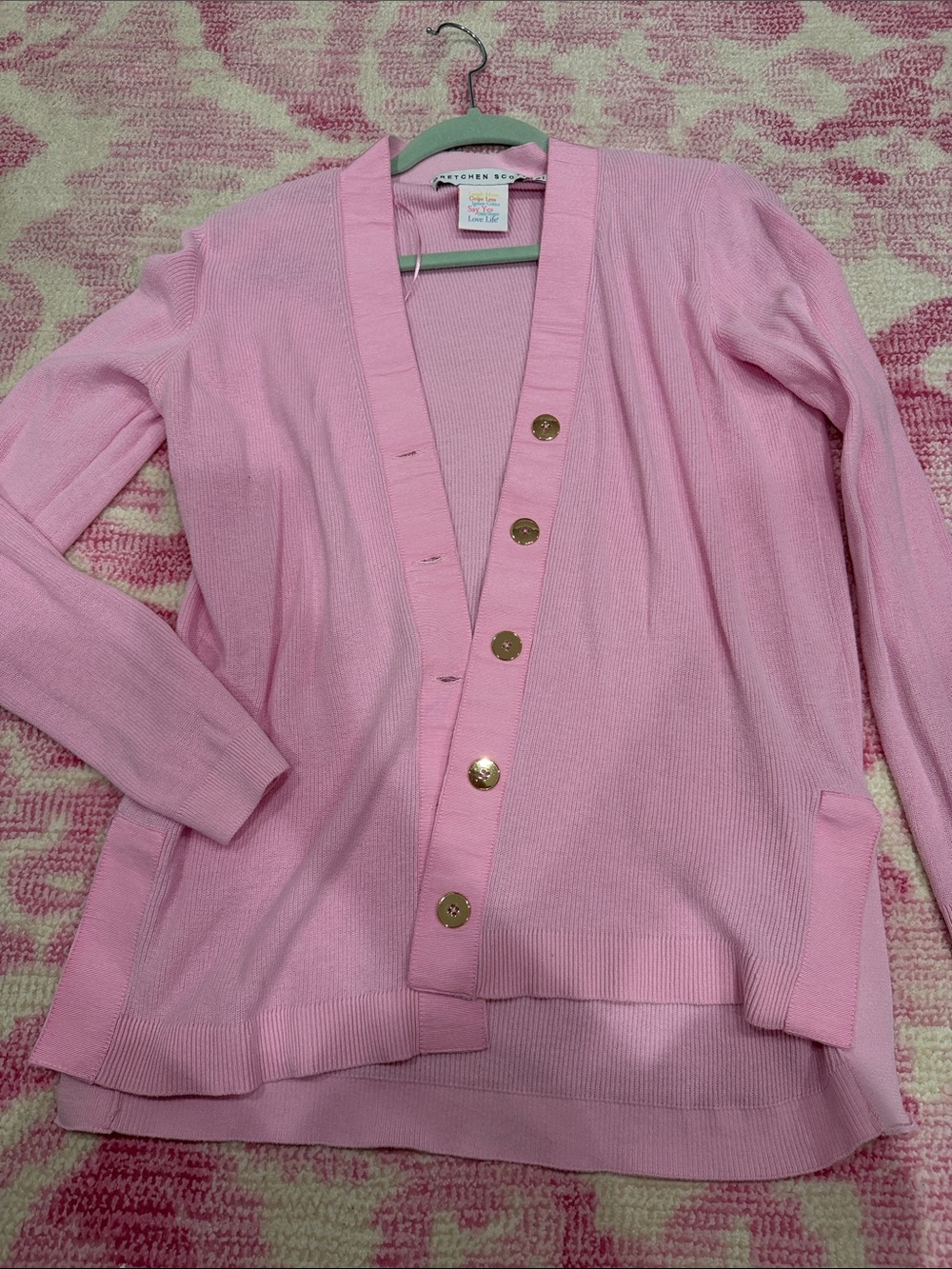 Gretchen Scott Designs Light Pink Button-Front Cardigan size medium - euc